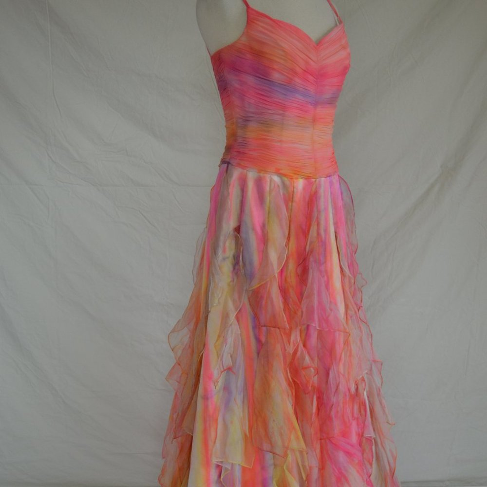 New Bohemian Prom Wedding Dress formal Gala Gown Pink yellow orange purple 6 8 M - Picture 10 of 16